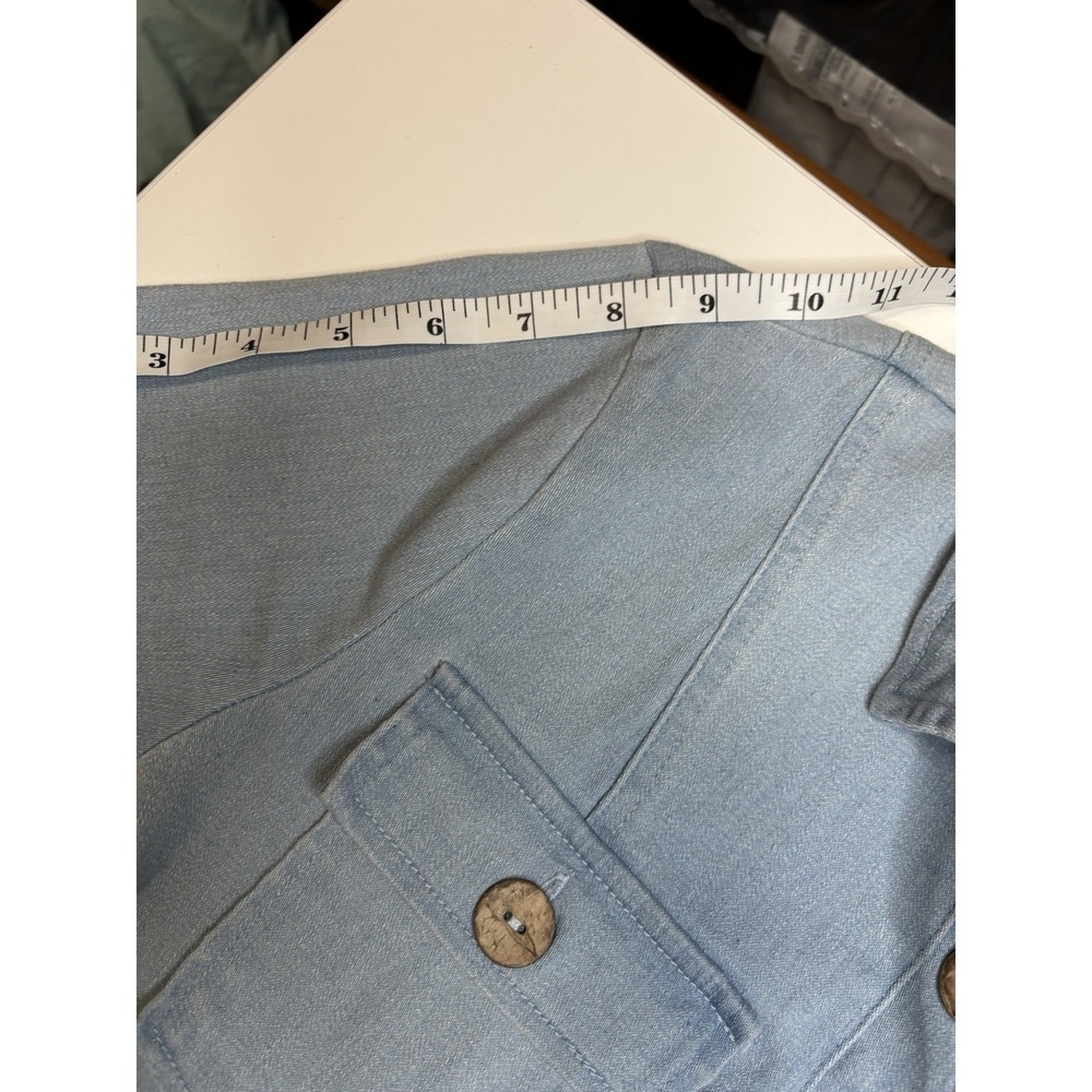 Haute Monde Blue Denim Button Front Short Sleeve Jumpsuit Size Medium - Picture 4 of 8